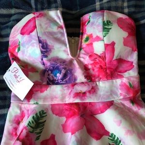 Floral strapless dress